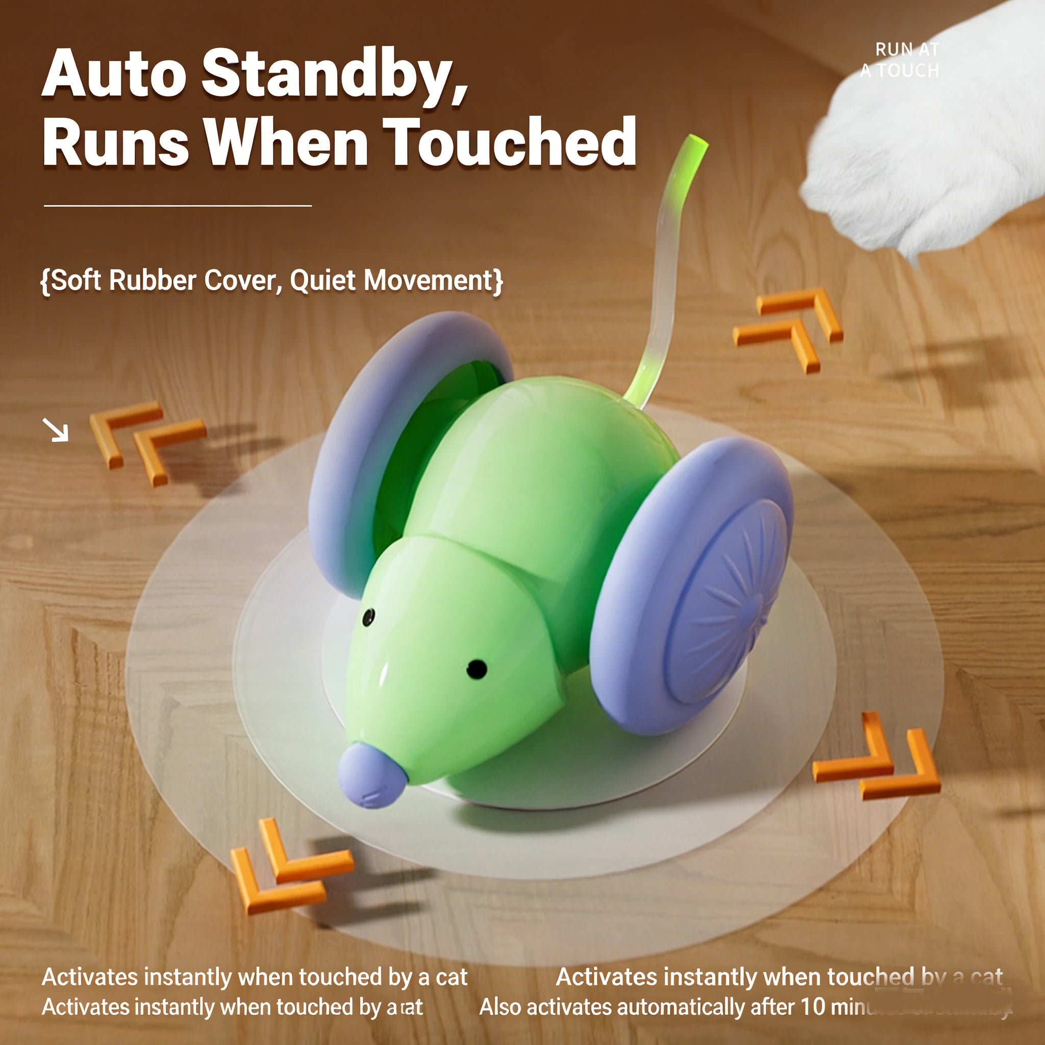 Interactive Electric Running Mouse Cat Toy Self-Playing Teaser Wand Automatic Moving Pet Toy for Cats Kittens Dogs