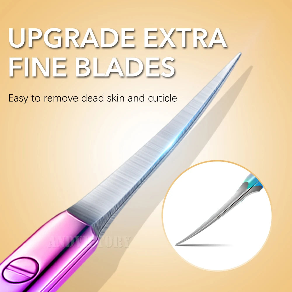 Stainless Steel Cuticle Scissors Dead Skin Remover For Nails Art Clippers Russian Nail Scissors Manicure Curved Tip Scissor