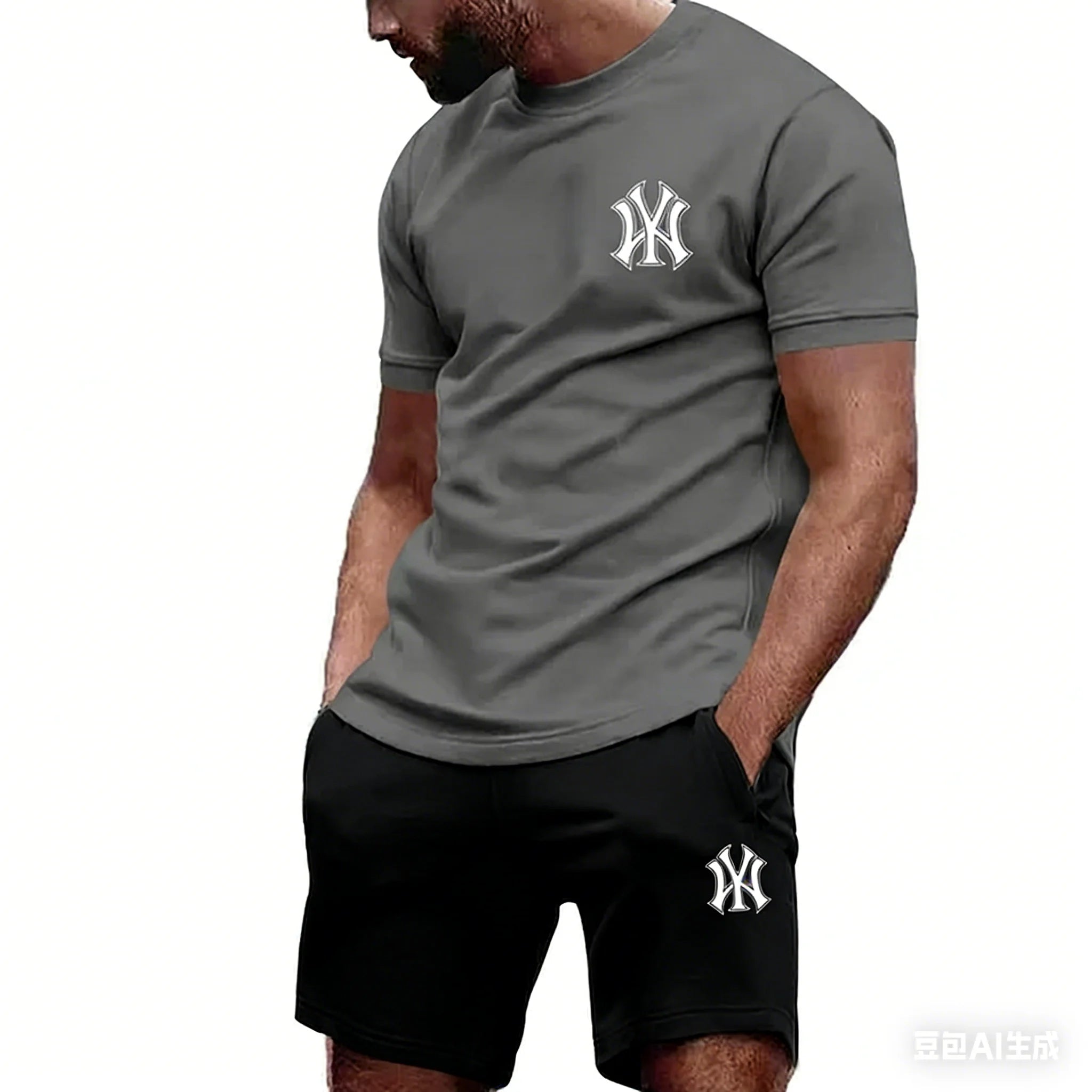 2026 hot men's two-piece sportswear short sleeved T-shirt and summer running fitness sportswear quick-drying
