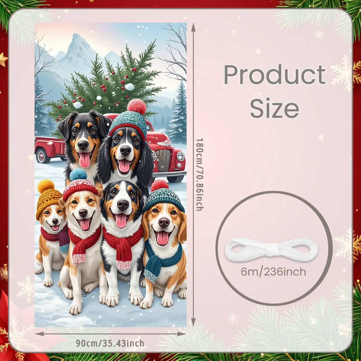 Christmas Door Cover Decorations Santa Claus Send Gift Background Banner for Indoor Outdoor Home Porch Holiday Decor Supplies