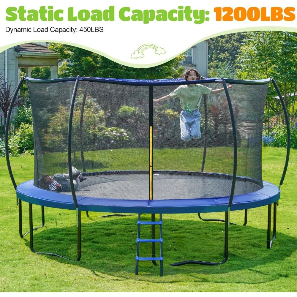Garden Furniture -8FT Trampoline for Kids and Adults 1200LBS Capacity Outdoor Garden Jump Mat
