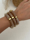 Multilayer Bangle Bracelets for Women Fashion Stack Layered Curved Tube Stretch Bracelets Set Steampunk Jewelry Gifts ﻿