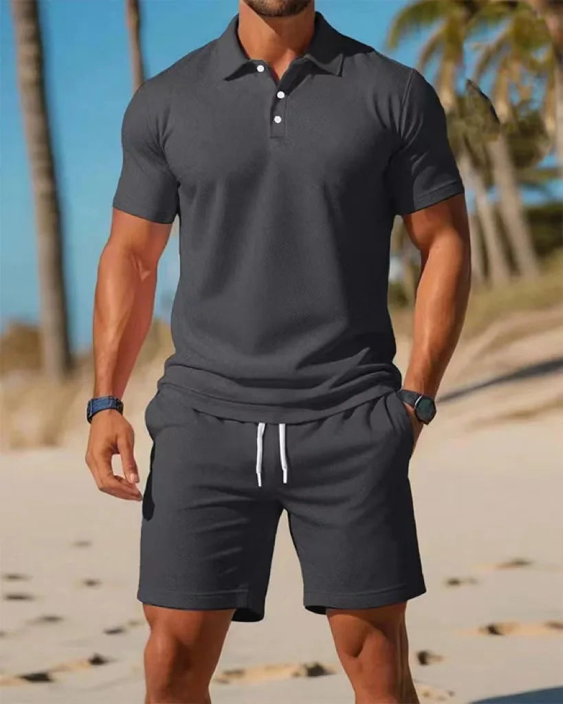 2026 men's short sleeved T-shirt and sports shorts set casual sportswear fashionable summer