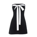 Y2k Women Sexy Mini Bow Bandage Dress Elegant Sleeveless High Waist Sweet Style Dresses Streetwear Fashion Backless A-line Skirt