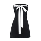 Y2k Women Sexy Mini Bow Bandage Dress Elegant Sleeveless High Waist Sweet Style Dresses Streetwear Fashion Backless A-line Skirt