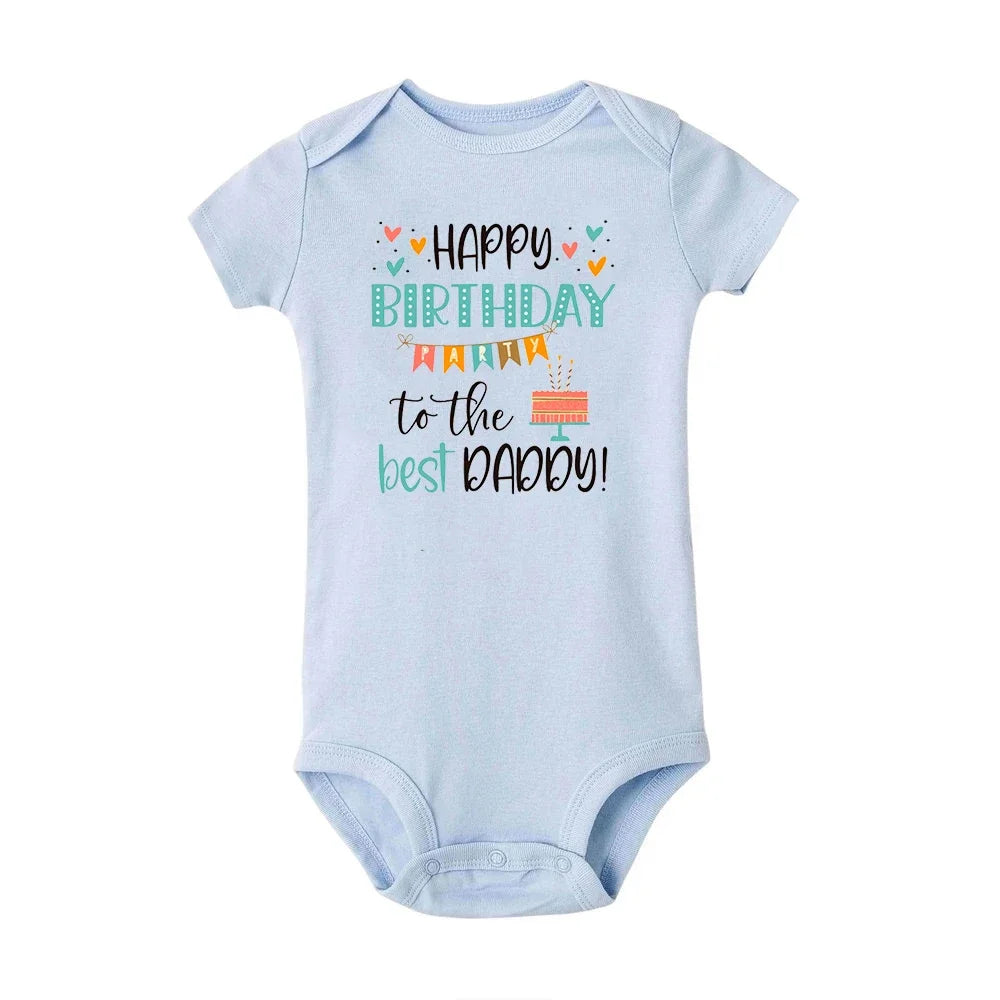 Baby Romper Happy Birthday To The Best Daddy Toddler Gender Neutral Daddy's Birthday Gifts Baby Summer Short Sleeve Bodysuit