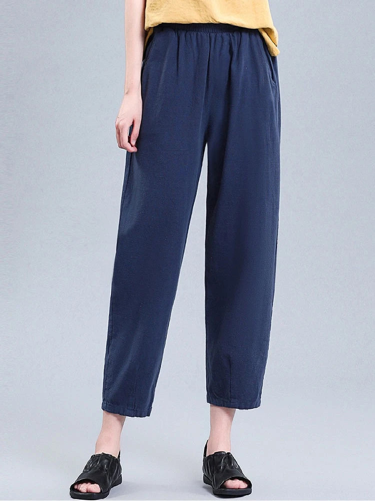 Pants For Women Loose Baggy Trends 2025 All Medium New In Outfits One Size High Quality Casual Xxl G Woman Trousers Cotton Linen