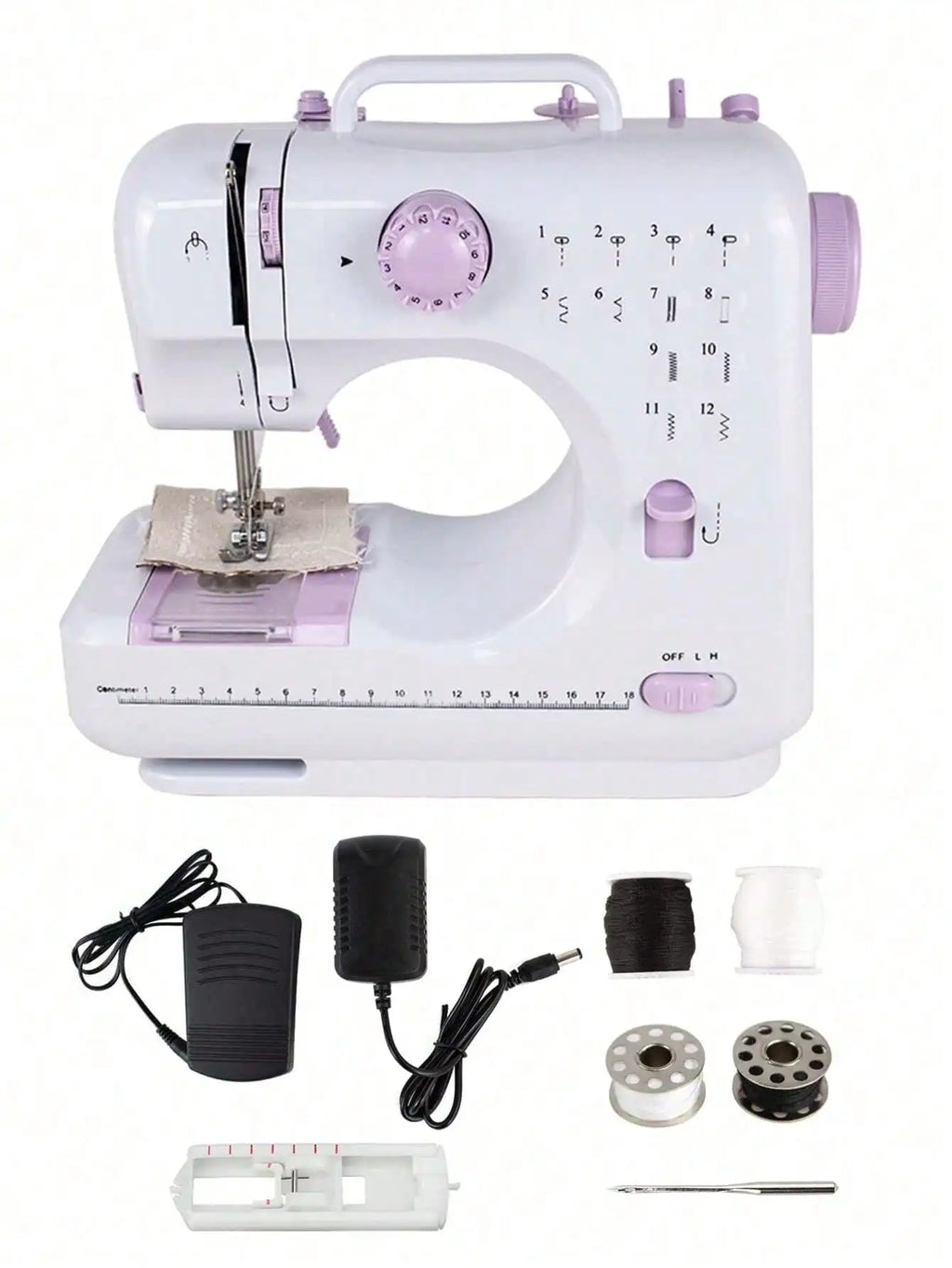 505A Sewing Machine 12 Stitch Patterns 2-Speed Control Built-in LED Light with Foot Pedal for Home DIY Beginners Crafts