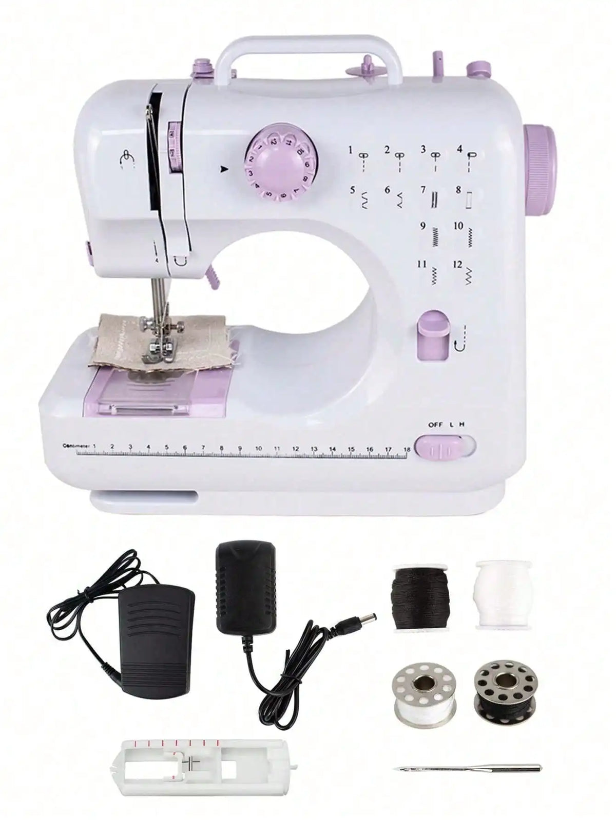 505A Sewing Machine 12 Stitch Patterns 2-Speed Control Built-in LED Light with Foot Pedal for Home DIY Beginners Crafts