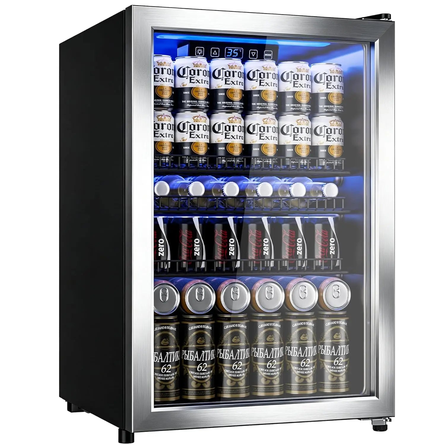 Beverage Refrigerator Cooler-Mini Fridge Freestanding Cooler with Glass Door, Adjustable Shelves & Digital, Customized