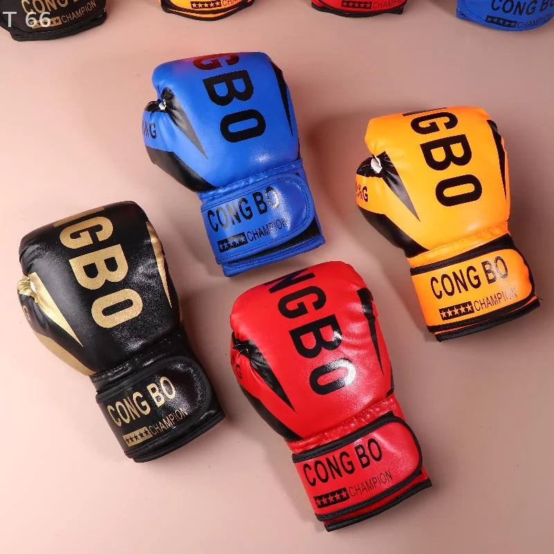 1Pair 6oz Boxing Gloves PU Muay Thai MMA Profession Kickboxing Kids Adults Sandbag Training Gloves Equipment