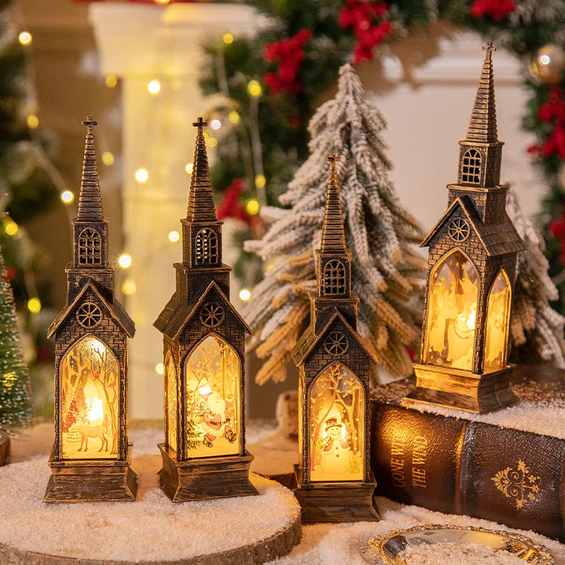 Christmas LED Night Light Santa Claus Snowman Fairy Light Lantern 2025 Christmas Home Table Decoration New Year Party Kids Gift
