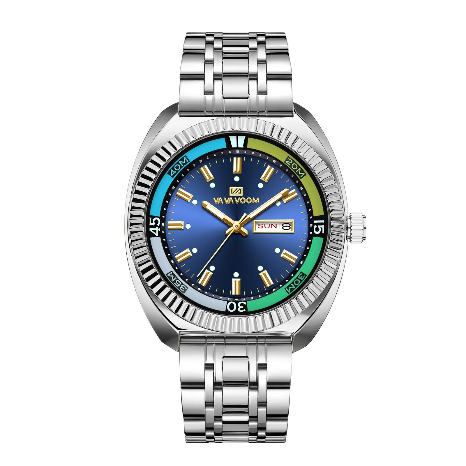 New Gear Ring Steel Strip Watch For Men Doubles Calendar Night light Large Dial Waterproof Male Fashion Quartz Clock Watches