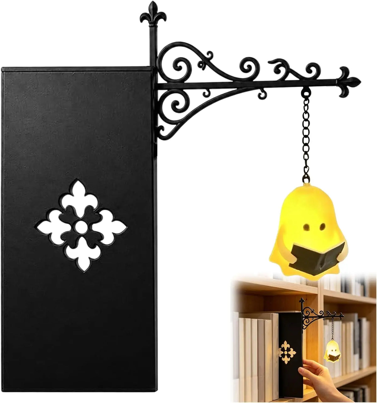 Gothic Retro Metal Halloween Wall Mount LED Reading Lamp Vintage Bookshelf Night Light Indoor Bedroom Home Wall Decor Ornament