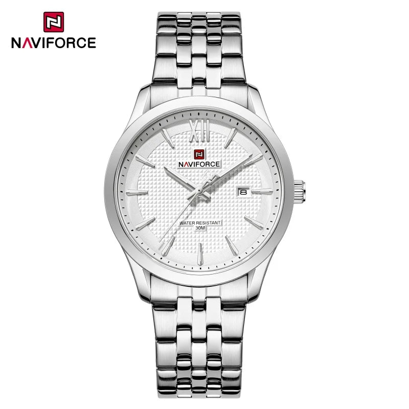 New Style NAVIFORCE Men's Stainless Steel Band Date Calendar Feature for Active Luxury Sports Watch 30m Waterproof Male Gifts