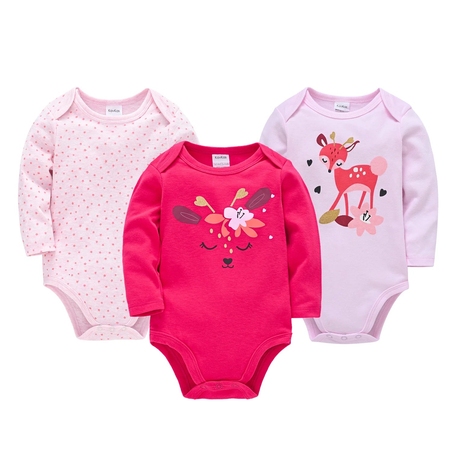 3pcs/set Baby Girls Clothes Bodysuits Infant 100% Cotton Soft Long Sleeve Jumpsuits 0-24M Newborn Cartoon print Playsuit Onesie
