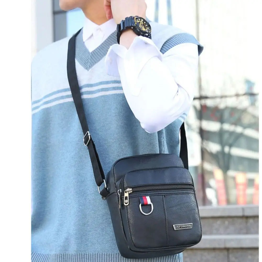 Fashion PU Leather Men's Bag Casual Waterproof Large Capacity Shoulder Messenger Bags Brown Black Handbag Multifunctional