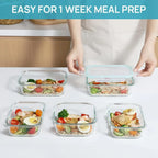 Borosilicate Glass Lunch Box Airtight Leakproof Bento Box Meal Prep Food Storage Containers with Locking Lid for Adults Office