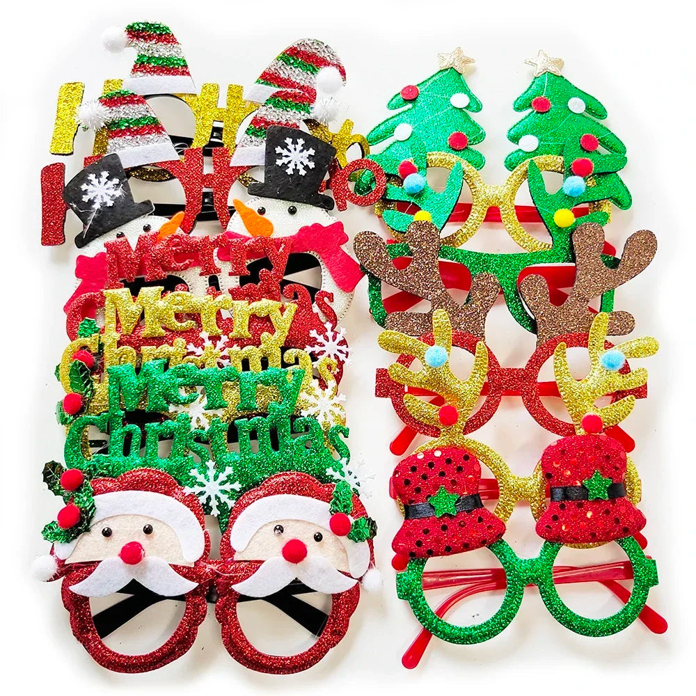 Christmas Glasses Santa Claus Xmas Tree Snowman Plastic Glasses Kid Gift Xmas Party Supplies Photo Props Christmas Decoration