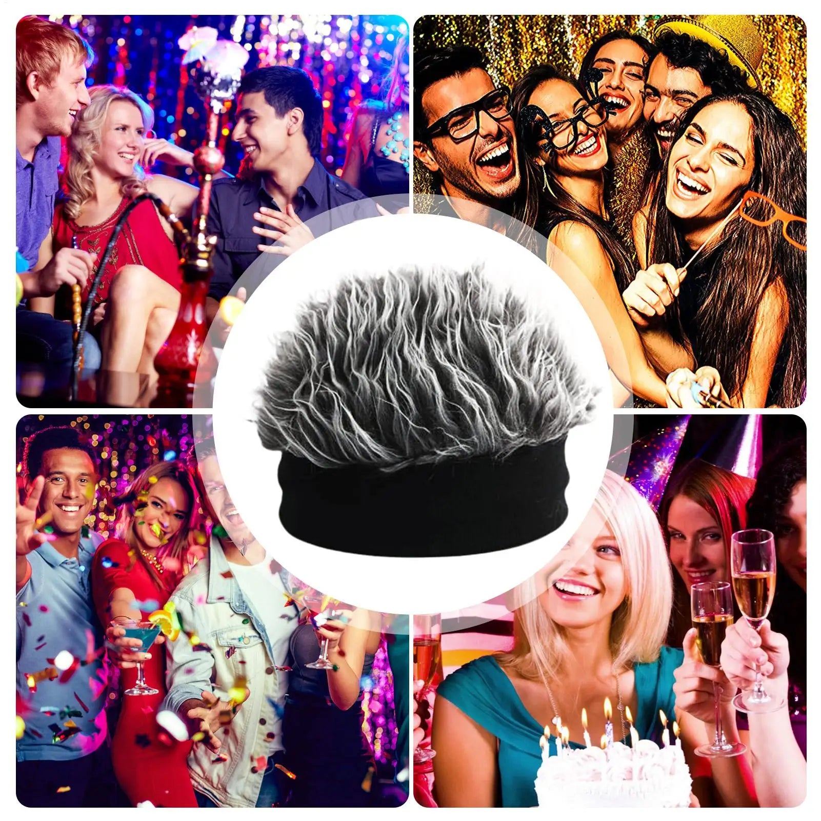 Hat with Wig Knitted Spiked Hairs Realistic Hip Hop Wig Hat Men Women Cold Weather Hats for Daily Wear Party Cosplay