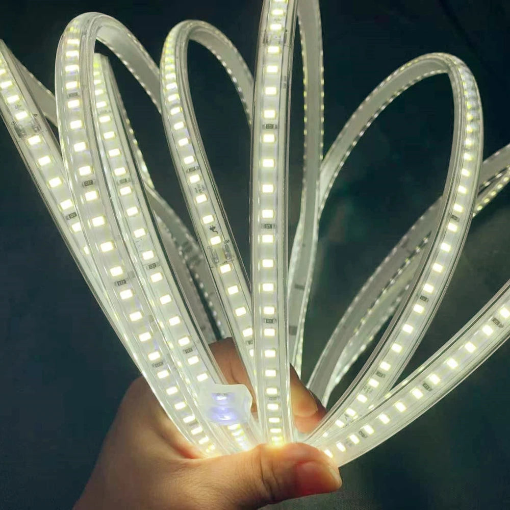 LED Strips Light 220V SMD2835 IP67 Waterproof Flexible Rope Lamp 120Leds/M High Brightness Outdoor Indoor Tape Decor EU Plug