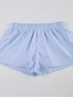 Striped Print Casual Shorts for Women Elastic Waist Fashion Button Bottoms Streetwear Chic Basic Y2K Loose Shorts