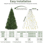 1.5M/2M/3M LED Ring Christmas Tree Tops Lights Decoration Tree Lights String for Patio Garden Outdoor Waterproof Waterfall Light