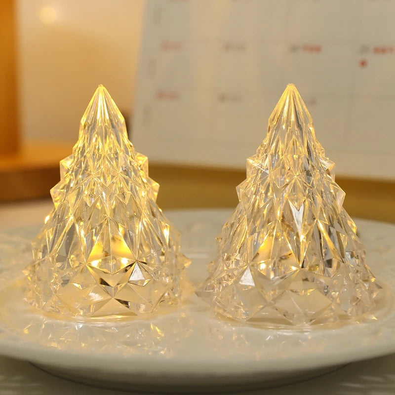 1/2Pcs LED 8.5cm Flameless Christmas Tree Shape Candle Light for Home Party Christmas Decoration New Year Gift 2025 Navidad