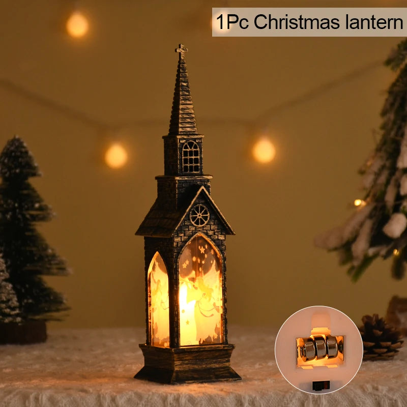Christmas LED Night Light Santa Claus Snowman Fairy Light Lantern 2025 Christmas Home Table Decoration New Year Party Kids Gift