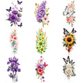 9pcs Colorful Flower Temporary Tattoos Stickers 3D Disposable Body Arm Tatoo Sticker Men Women Waterproof Fake Tatoos