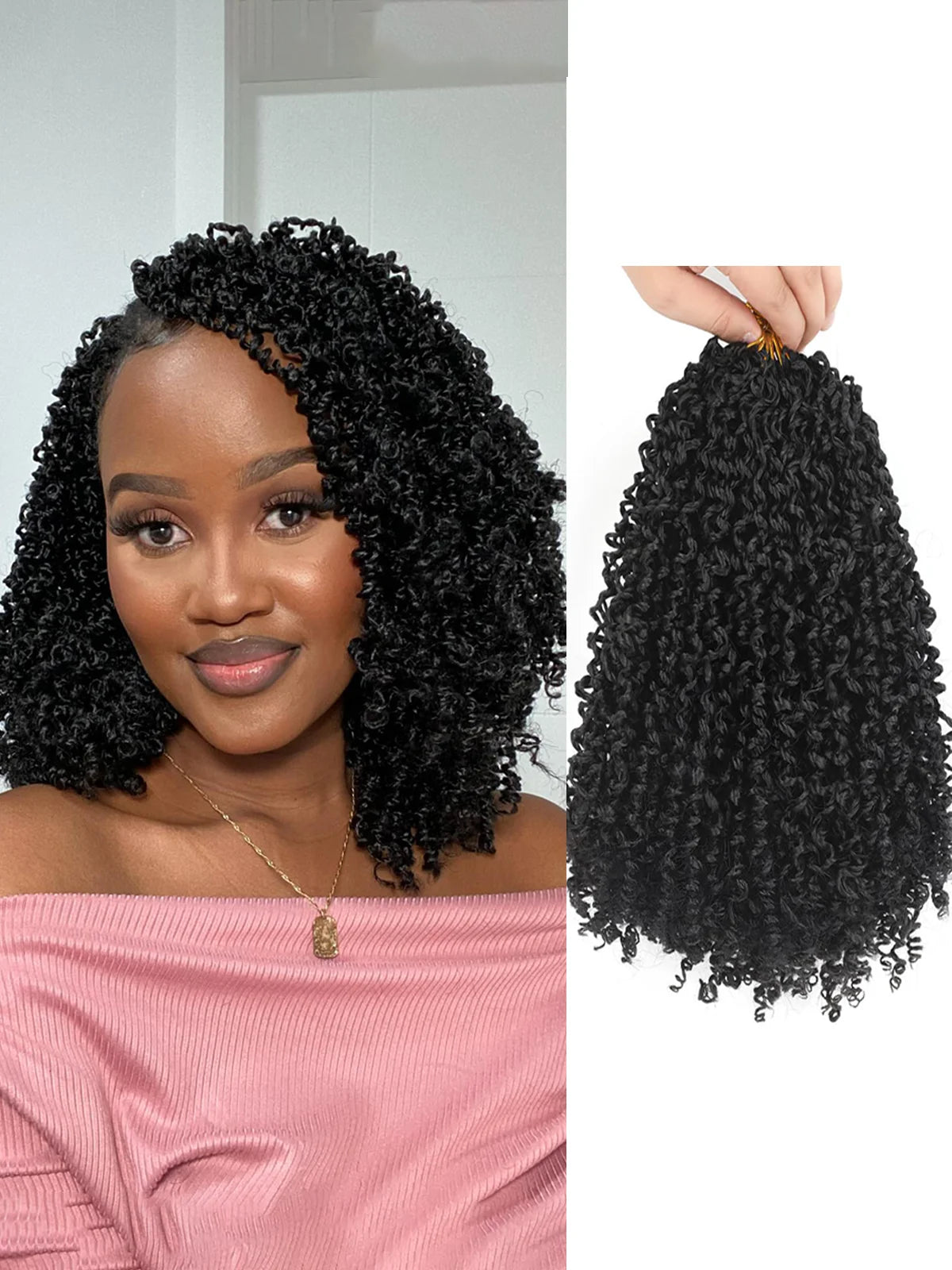 Yanky Twist Crochet Hair Extensions，8" 10" 12" 14" Lengths，8 Pieces/Pack，Synthetic Braiding Hair Perfect for Halloween Christmas