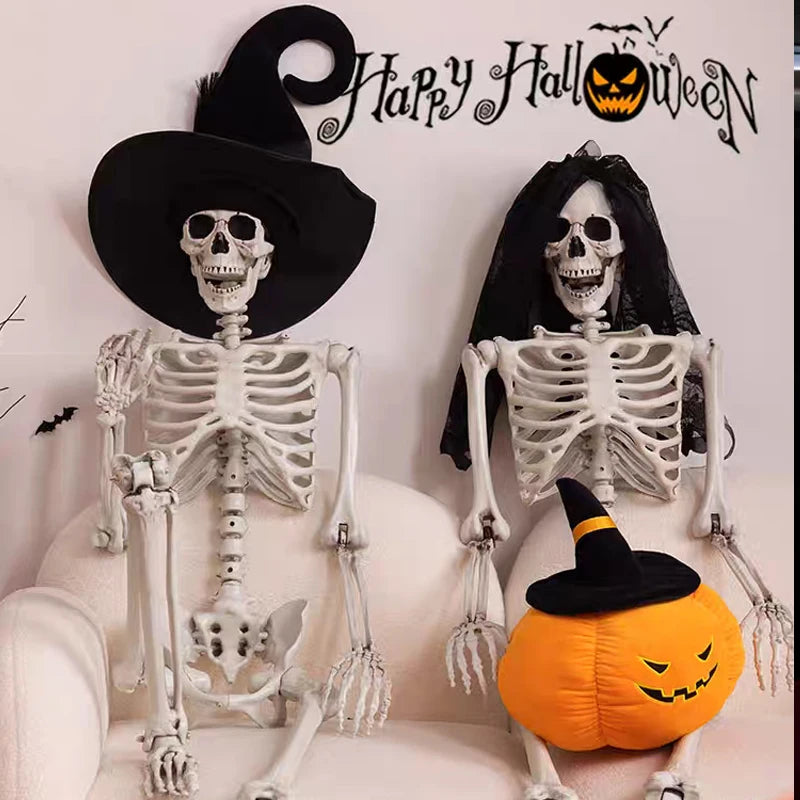 Halloween Movable Skeleton Decoration Fake Skull Bones Halloween Party Home Bar Haunted House Horror Props Ornament Toys