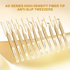 NAGARAKU Precision Fiber Tip Tweezer for Eyelash Extensions Professional Eyelash Tweezers Antistatic Straight