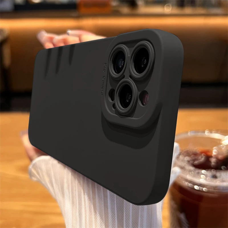 Matte Silicone Soft Phone Case For iPhone16 13 14 15 12 11 Pro Max  XR X XS 8 7 Plus Camera Lens Portector Back Cover