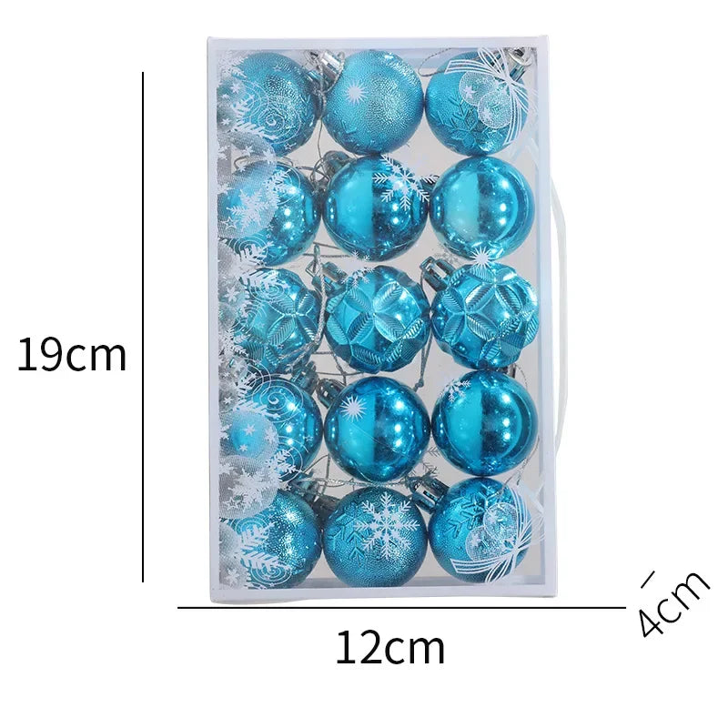 15PCS Christmas Ball 6 Color Styles Xmas Tree Decor Noel Restaurant Window Display Merry 2025 Christmas Decor For Home Kid Favor