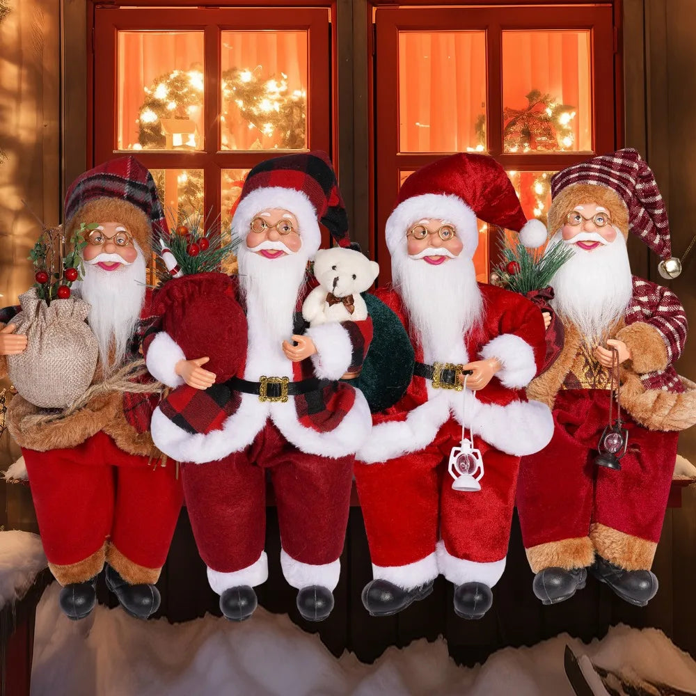 Christmas Decorations 30cm Sitting Santa Claus Gift Window Display Ornament