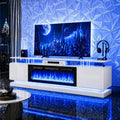 70 inch Modern TV Stand with Electric Fireplace for TVs up to 80 inches White Living Room Media Console Entertainment Center