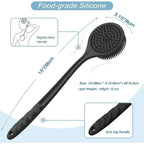 Soft Silicone Body Scrubber Back Brush Bath Shower Brush with Handle Exfoliating Back Scrub Skin Massager Body Care Bath Supplie