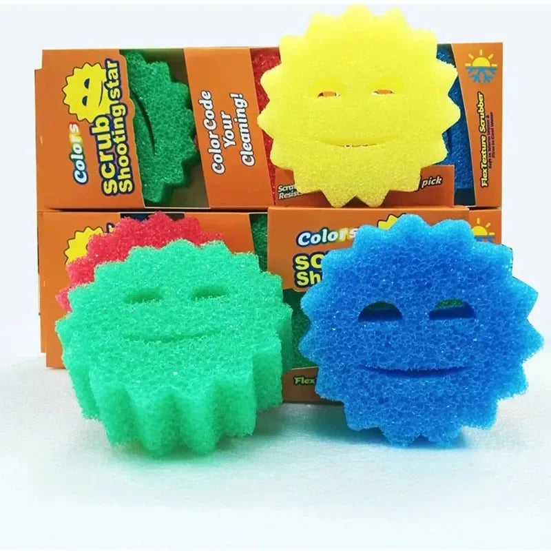 1/2PCS For Kitchen Dishwashing Sponge Rag Powerful Scouring Pad Bathroom Cleaning Household Tools Accessories Merchandises Home