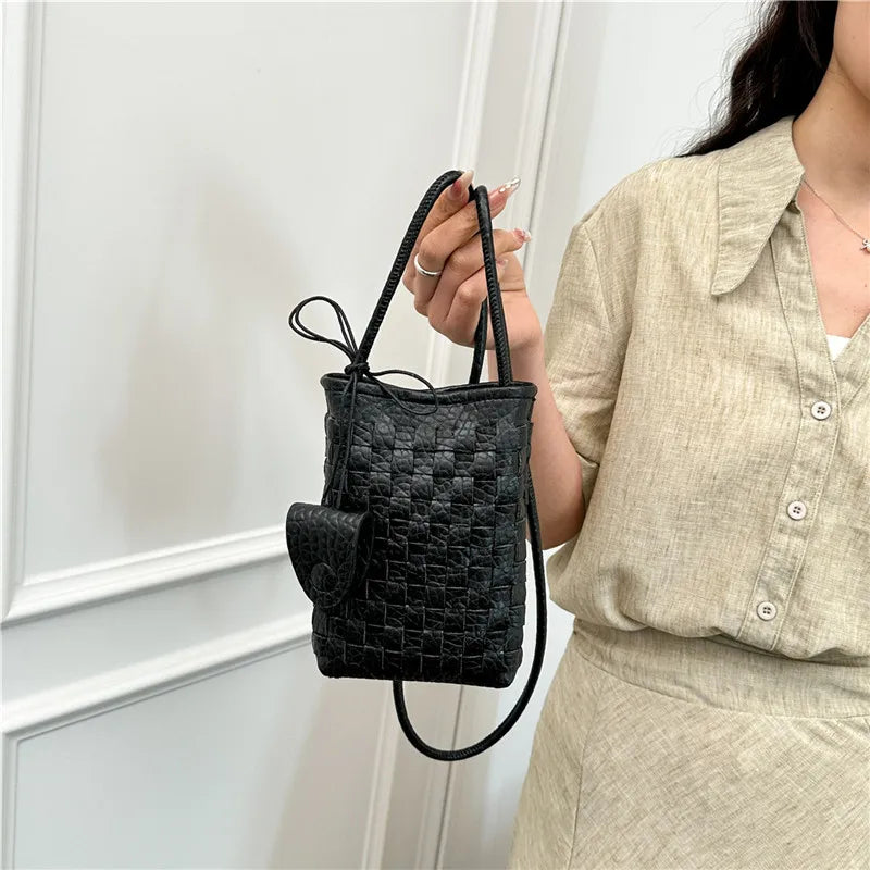 Women's Bag PU designer luxury bags woman 2026 Shoulder bags Fashion niche woven minimalist crossbody bag Wallet