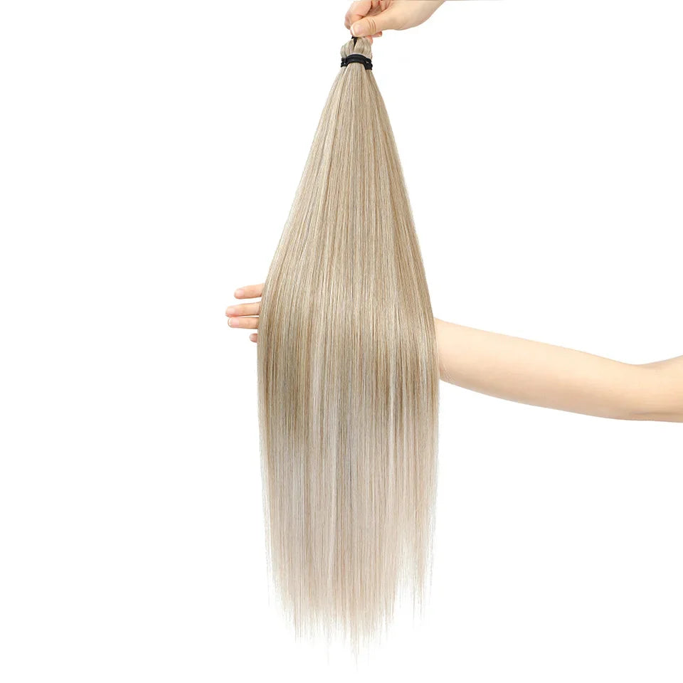300g 3Pcs/Lot 28Inch Straight Crochet Braids White Blonde 613#Ombre Brown 6# Bio Protein Synthetic Hair Extensions