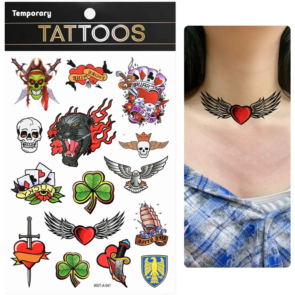 Waterproof Colourful Temporary Tattoos Sticker  Scorpion Butterfly Transfer Fake Tatoo Men Women Body Arm Fake Tattoo Stickers