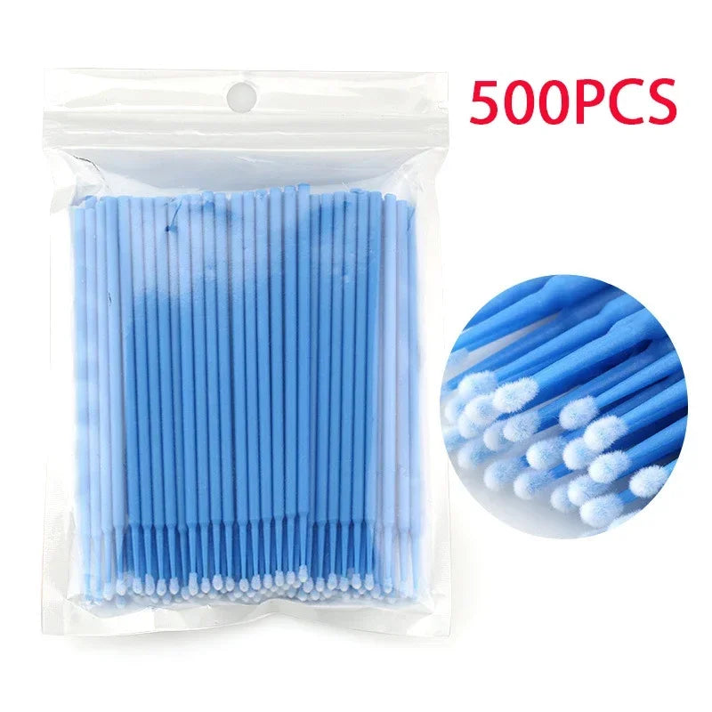 500/1000PCS  Eyelash Brushes Cotton Swab Micro Individual Eyelashes Microbrush Removing Cleaning Lash Extensions Accessori