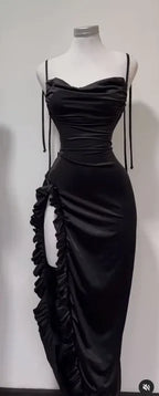 Korean Y2K Summer Sleeveless Lace-up Wrap Hip Pleated Dress Women Sexy Club Vintage Backless Bodycon Ruffles Slip Long Dresses