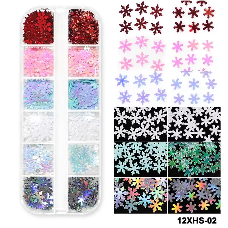 Holographic Sweet Love Heart Nail Art Glitter Sequins Shining Laser Fluorescence Star Butterfly 3D Nails Decorations Accessories