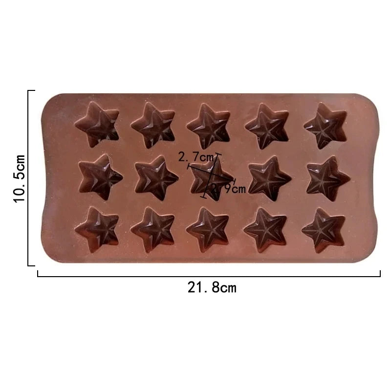 1PC Five-Pointed Star Silicone Chocolate Mold Creative Jelly Christmas Candy DIY Mold Ice Tray Baking Mold