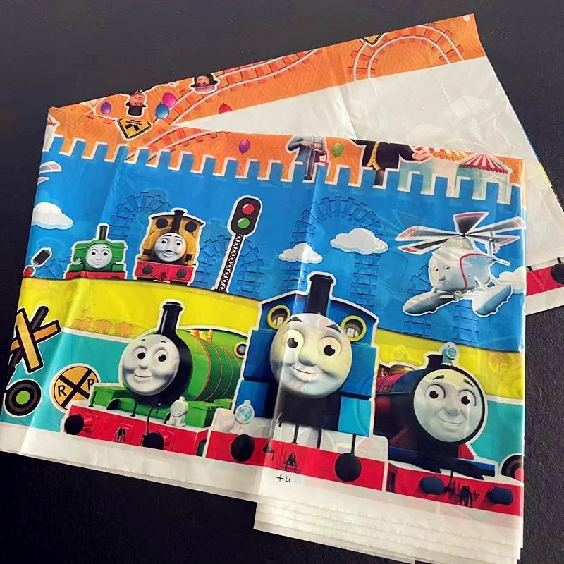 180*108cm Thomas And His Friends Disposable Plastic Tablecloth For Party Table Decoration