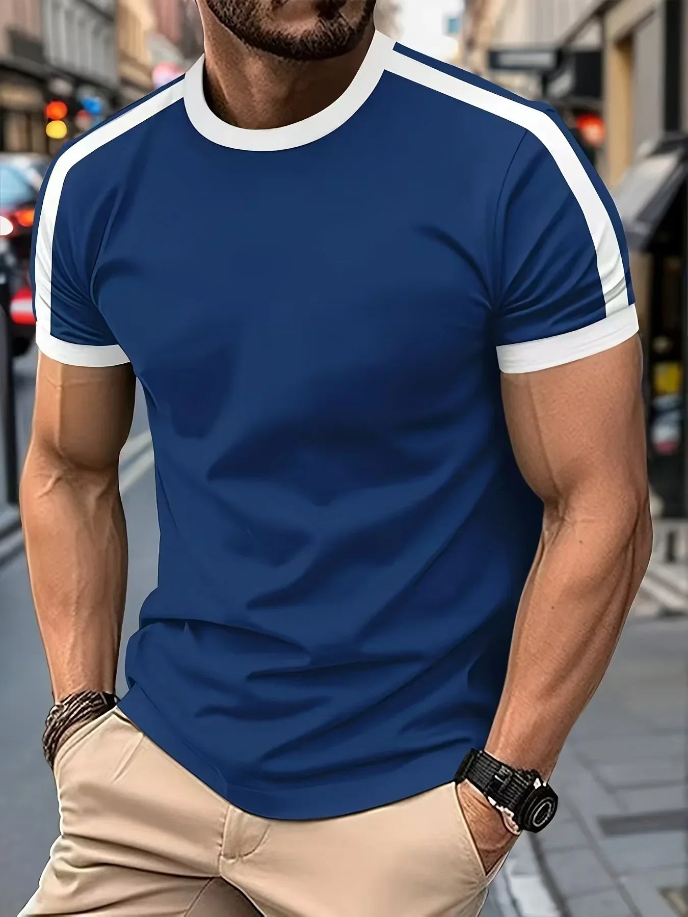2025 Summer New Men's Fashion Casual Round Neck Short Sleeve Top Outdoor Sports Fitness Breathable Quick Drying T-shirt
