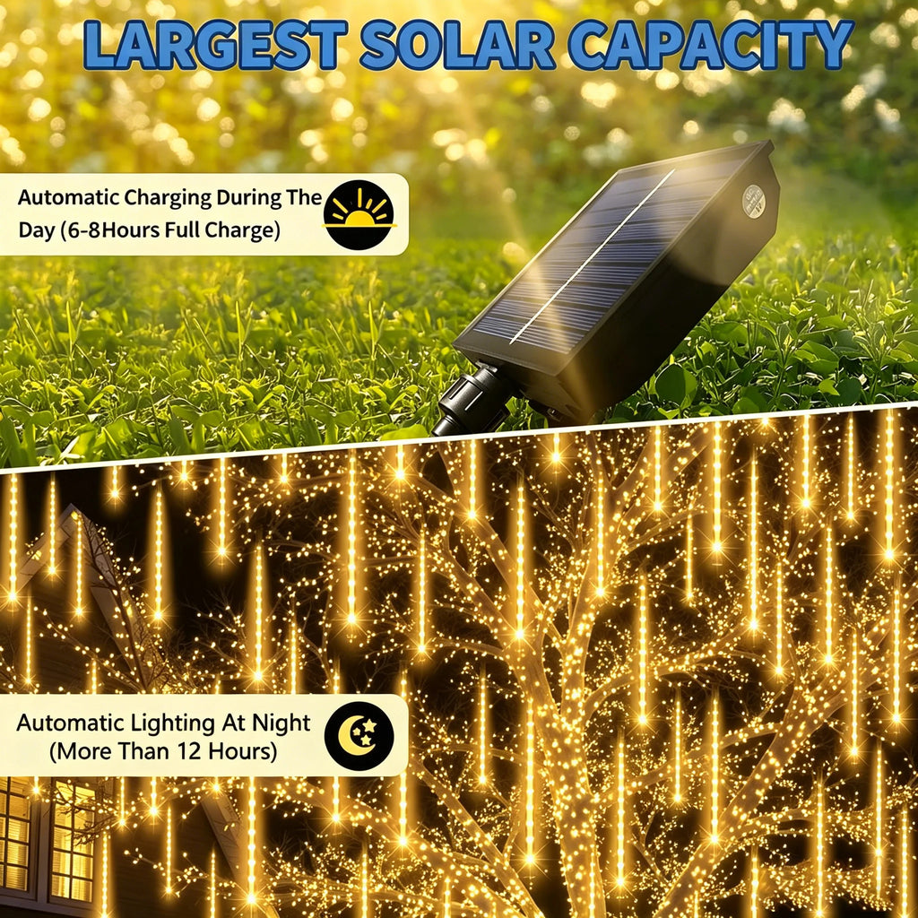 Solar LED Meteor Shower String Light Outdoor Icicle Fairy Light for Christmas Tree Wedding Party Garden Camping Decor Solar Lamp