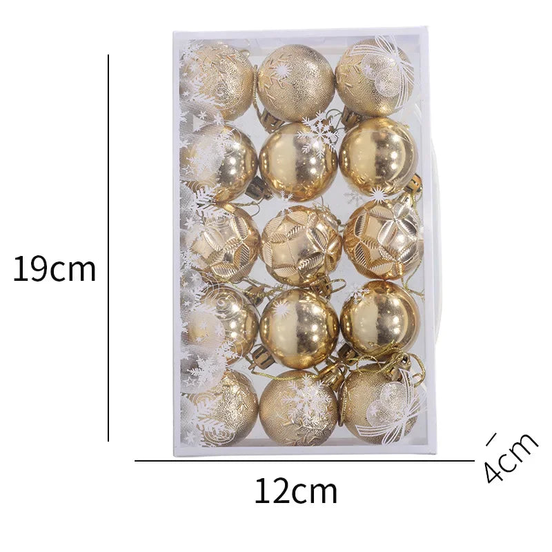15PCS Christmas Ball 6 Color Styles Xmas Tree Decor Noel Restaurant Window Display Merry 2025 Christmas Decor For Home Kid Favor